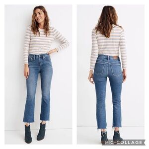 EUC Madewell Cali Demi-Boot Raw Hem Jeans in Fleetwood Wash